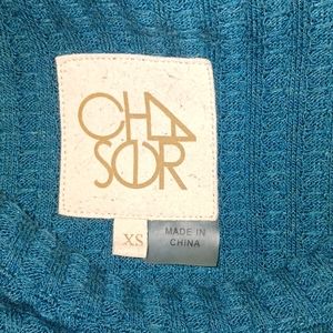 Woman's long sleeved Chaser brand teal colored casual wear shirt